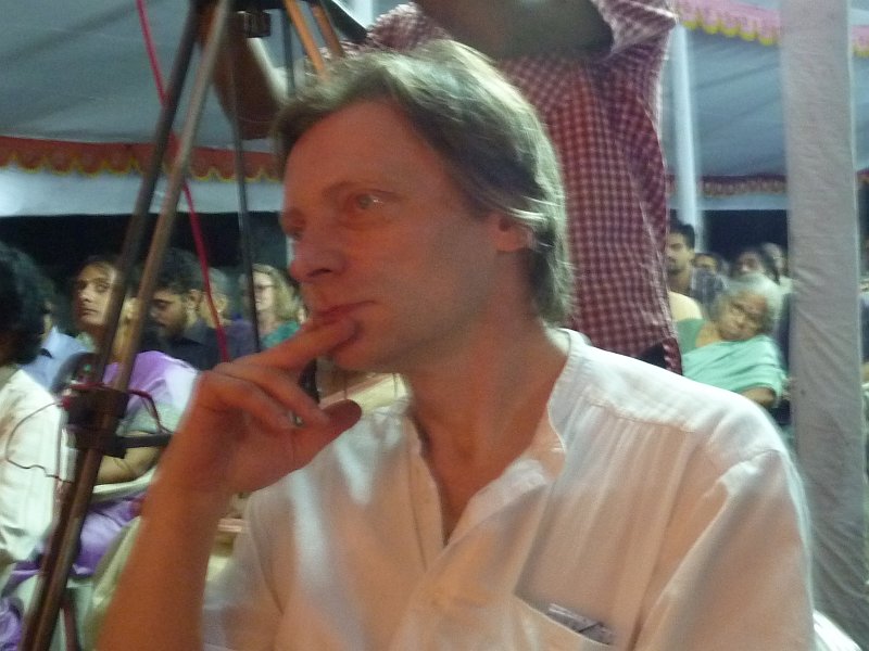 2011Jan09KuthiraMalikaRamaVarmaSwatiSangeethotsavam2011 047.jpg - Dr Cezary Galewicz professor from one of the oldest Universities (Jagielonian        of Krakow in Poland) in Europe tries his best to include at least a couple        of days of the fest out of his short visits to India many of the years